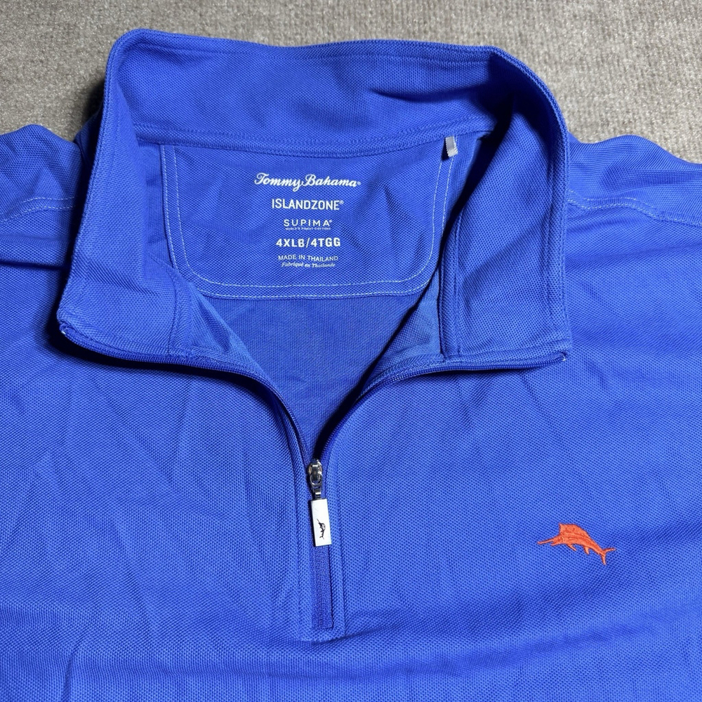 Tommy Bahama Emfielder IslandZone Half Zip Mens 4XLB Blue Supima Cotton BT224017 - Picture 3 of 16